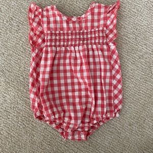 Pehr red gingham flutter sleeve romper 12-18mo